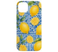 Limón Azul Italiano Azulejo Estética Lindas Frutas Girly Verano Carcasa para iPhone 14 Plus