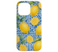 Limón Azul Italiano Azulejo Estética Lindas Frutas Girly Verano Carcasa para iPhone 14 Pro Max