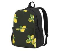 Limón con rama y ramo de lirios negros,Mochila con bolsillos, mochila informal para el día a día, resistente al agua, ideal para la escuela, viajes