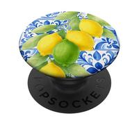 Limón Rama Mediterráneo Azulejo Italiano Verano Estética PopSockets PopGrip Adhesivo
