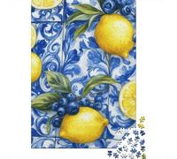 Limón Rompecabezas Patrón cerámica Vintage Cartón Reciclado Premium 1000 Piezas, Descompresión, Decoración Pared, Ocio Interior 52x38cm/1000pcs