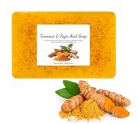 Limón Turmeric Ácido Kojic Acid Soap,Jabón de Cúrcuma Jabón Facial Jabón Sólido Jabón Facial Jabón Turmerico Brightening Soap Cúrcuma Jabón Iluminador para Cara y Cuerpo con una Red de Espuma (A)