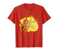 Limoncello limón Licor Italia Limón y Violonchelo Juego de Palabras Camiseta, Hombre, Rojo, XL