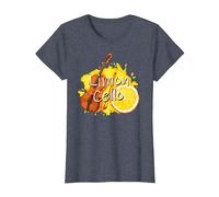 Limoncello limón Licor Italia Limón y Violonchelo Juego de Palabras Camiseta, Mujer, Azul Jaspeado, L