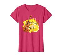 Limoncello limón Licor Italia Limón y Violonchelo Juego de Palabras Camiseta, Mujer, Rojo Jaspeado, M