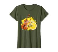 Limoncello limón Licor Italia Limón y Violonchelo Juego de Palabras Camiseta, Mujer, Verde Oliva, XL