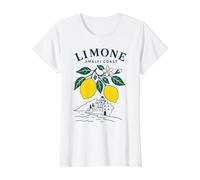 Limone Costa de Amalfi Italiana Limón Mediterráneo Viajes Camiseta gráfica económica, Mujer, Blanco, L
