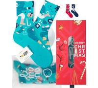 Limono® Christmas/Box Turquoise. Calcetines Ilustrados de Navidad, unisex, Turquesa, tamaño L (EU 41-46)