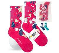 Limono® Christmas/Red. Calcetines Ilustrados de Navidad, unisex, Rojo, tamaño S (EU 36-40)