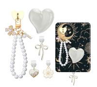 Limotex Juego de 6 dijes compatibles con Kindle, accesorios que incluyen tapón antipolvo tipo C/USB C, cadena de abalorios con gancho, soporte de agarre de corazón, compatible con Kindle Paperwhite de