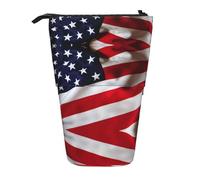 LimPac American Flag1 - Estuche telescópico para lápices, bolsa de papelería de pie, soporte retráctil para bolígrafos con cremallera, Black, Talla única, Art Eeco