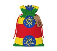 LimPac Bolsas de regalo de Navidad de la bandera de Etiopía, bolsas de arpillera con cordón para fiestas de Navidad, regalos de dulces