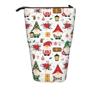 LimPac Bonito estuche telescópico con estampado de gnomo, bolsa de papelería de pie, soporte retráctil para bolígrafos con cremallera, Black, Talla única, Art Eeco