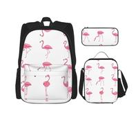 LimPac Flamingos On White - Elegante mochila de viaje, fiambrera, estuche para lápices, bonita y resistente al agua, ligera, Negro -, Talla única