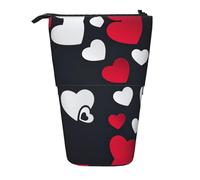 LimPac Happy Valentine'S Day2 - Estuche telescópico para lápices, bolsa de papelería de pie, soporte retráctil para bolígrafos con cremallera, Black, Talla única, Art Eeco