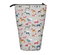 LimPac Hound Dog - Estuche telescópico para lápices, bolsa de papelería de pie, soporte retráctil para bolígrafos con cremallera, Black, Talla única, Art Eeco