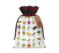 LimPac Introducción de varias verduras bolsa de regalo de Navidad con cordón, material de arpillera, diseño colorido de retazos