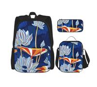 LimPac Mochila de viaje elegante con diseño floral botánico, fiambrera, estuche para lápices, bonita y resistente al agua, ligera, Negro -, Talla única