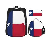 LimPac Mochila de viaje elegante con la bandera de Texas, fiambrera, estuche para lápices, bonita y resistente al agua, ligera, Negro -, Talla única