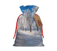 LimPac Snow Falling In The Park - Bolsas de regalo de Navidad, bolsas de arpillera con cordón para fiestas de Navidad, regalos de dulces