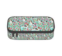 LimPac Sweet Basset Hound - Estuche para lápices de gran capacidad con estampado floral y cremallera