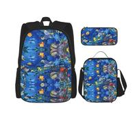 LimPac Tropical Fishes - Elegante mochila de viaje, fiambrera, estuche para lápices, bonita y resistente al agua, ligera, Negro -, Talla única