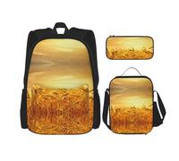 LimPac Wheat Field - Elegante mochila de viaje, fiambrera, estuche para lápices, bonita y resistente al agua, ligera, Negro -, Talla única