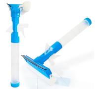Limpia Cristales 4 en1: Escobilla Limpiacristales De Goma/Esponja Limpiadora/Depósito de Líquido Y Pistola con 2 Modos Spray y Chorro. Rasqueta Multiusos para Ventanas, Baño, Coche.(Pistola)