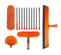 Limpia Cristales Profesional Telescópico Profesional + Kit Limpieza para Techos Altos Y Ventanas Varilla 10 Tramos Extensible 6m - Incluye Fibra, Cepillo Telarañas Y Limpiavidrios