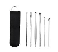 limpia oidos 6 piezas de limpiador de oídos, herramienta for eliminar la cera, removedor de cerumen, palillo de oídos, cuchara limpiadora de oídos, palillo de oídos(Black)