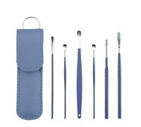 limpia oidos Juego de 6 limpiadores de oídos, recogedores de cera, cucharas de acero inoxidable(Blue)