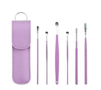 limpia oidos Juego de 6 limpiadores de oídos, recogedores de cera, cucharas de acero inoxidable(Purple)
