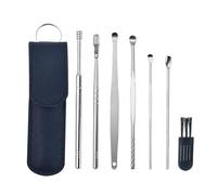 limpia oidos Juego de 6 palillos limpiadores de oídos, herramienta for eliminar la cera, cuchara limpiadora de oídos, removedor de cerumen.(Blue)