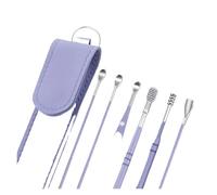 limpia oidos Limpiador de oídos de acero inoxidable con cuchara y palillo for los oídos, kit de herramientas for eliminar la cera de los oídos, juego for el cuidado de los oídos.(Purple 3)
