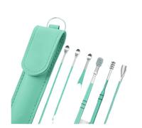 limpia oidos Limpiador de oídos de acero inoxidable con cuchara y palillo for los oídos, kit de herramientas for eliminar la cera de los oídos, juego for el cuidado de los oídos.(Green 3)