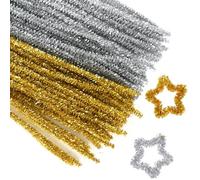 Limpia Pipas para Manualidades, 100 Limpiapipas Manualidades 30CM, Limpia Pipas Oro con Plata, Limpiapipas Navidad, Glitter Pipe Cleaners Crafts Set, para Navidad DIY Fabricación Manualidades Bluelves