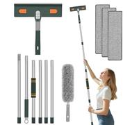 Limpiacristales con extractor de 250 cm - Mango Juego de limpiador de ventanas con mango telescópico y barra telescópica, limpiacristales profesionales telescópicos con raspador de silicona y paño de