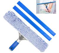 Limpiacristales Ducha Profesional, Escobilla de Goma para Ventana de Acero Inoxidable, Goma para Regleta Limpiacristales 35cm +1 Paño de Microfibra, para Limpiar y Secar Vidrio, Azulejos, Ventanas