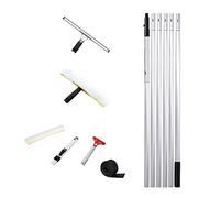 Limpiacristales profesional 2 en 1 con barra de extensión Escobillas de Goma 1.4m/2.4m/3.4m/4.4m/5m/6m Mango de aluminio Limpiacristales y Cepillo de Microfibra (6m)