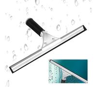 Limpiacristales profesional, 35 cm, limpiacristales de acero inoxidable con borde de goma, limpiador de ventanas, para ducha, baño, espejo, limpieza de cristales, azulejos, limpieza de ventanas