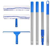 Limpiacristales Profesional con 150cm Mango Extensible 2 en 1 Limpiar Cristales Ventanas Mango de Goma Suave con Paños de Microfibra limpiacristales telescopico, 150 cm Fensterwischer