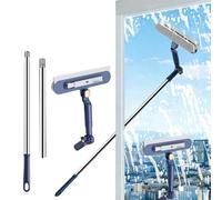 Limpiacristales Telescópico 120cm Profesional: Limpiador Ventanas 2 en 1 con Mopa y Rasqueta, Cabezal 180° para Cristales, Ducha y Mamparas