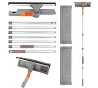 Limpiacristales telescópico profesional 2 en 1 para ventanas y ducha con barra telescópica de 162 cm, con barra telescópica para interior y exterior, limpieza de cristal sin rayas