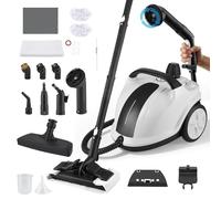 Limpiador a vapor 2000W con 5 bar de presión - Depósito de 2 litros para 100m² de superficie - Set de accesorios de 18 piezas - Limpiador a vapor portátil con cabezal de cepillo giratorio