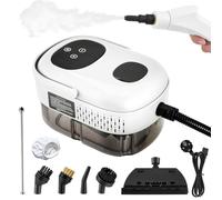 Limpiador a vapor portátil de 2500 W con depósito de agua de 1100 ml, 3 bares de presión, 9 accesorios y 3 cabezales de cepillo - Ideal para cocina, baño, coche y tapicería