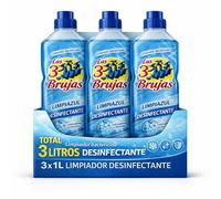 Limpiador bactericida desinfectante, proporciona una desinfección segura que garantiza un entorno saludable e higiénico al eliminar el 99,99% de los gérmenes, Contiene 3 Botellas de 1 Litro