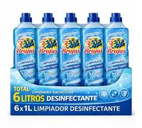 Limpiador bactericida desinfectante, proporciona una desinfección segura que garantiza un entorno saludable e higiénico al eliminar el 99,99% de los gérmenes, Contiene 6 Botellas de 1 Litro