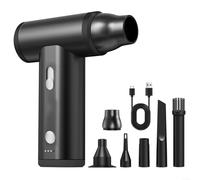 Limpiador de aire eléctrico 120000 RPM, compresor inalámbrico con 4000 mAh para batería, soplador de aleación de aluminio para limpieza de PC, camping, taller, incluye 5 boquillas y cepillo, negro