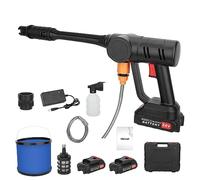 Limpiador de alta presión con batería, 24 V, inalámbrico, portátil, 2 baterías de 1500 mAh, 50 bar, lavadora de coche con 2 baterías, boquilla ajustable para coches, ventanas, jardines
