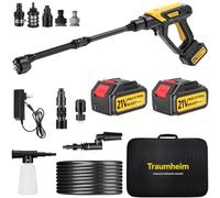 Limpiador de alta presión inalámbrico Traumheim 21V 68Bar - 2 baterías de 4000mAh, juego de 17 piezas, limpiador portátil para auto, terraza y jardín